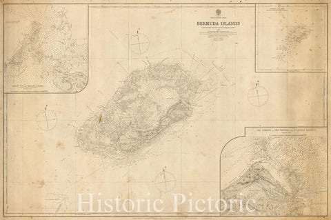 Historic Map - Bermuda Islands, 1881, British Admiralty - Vintage Wall Art