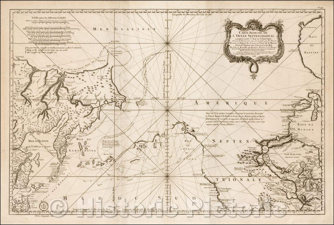 Historic Map - Carte Reduite De L'Ocean Septentrional compris entre l'Asie et l'Amerique Suivant les Decouvertes qui ont ete faites par les Russes, 1766 v2