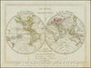 Historic Map - Die beyden Halbkugeln. / Double hemisphere Map of the World, tracking the voyages of Captain James Cook,Discovery of Hawaii, 1790 - Vintage Wall Art