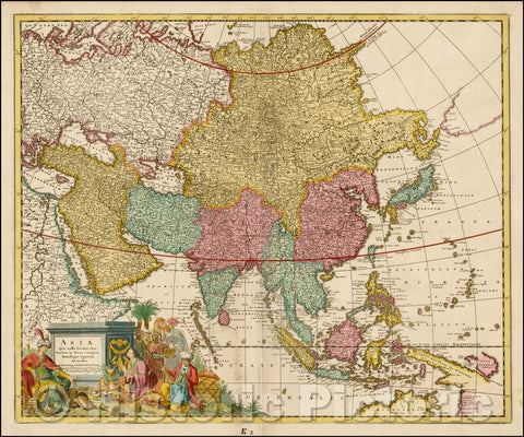 Historic Map - Asia qua Nulla Beatior Ora; Tractus in Eoos Vergens Mundique Teporem/Map of Asia, Carpentaria and the Northern Coast of Australia, 1705 - Vintage Wall Art