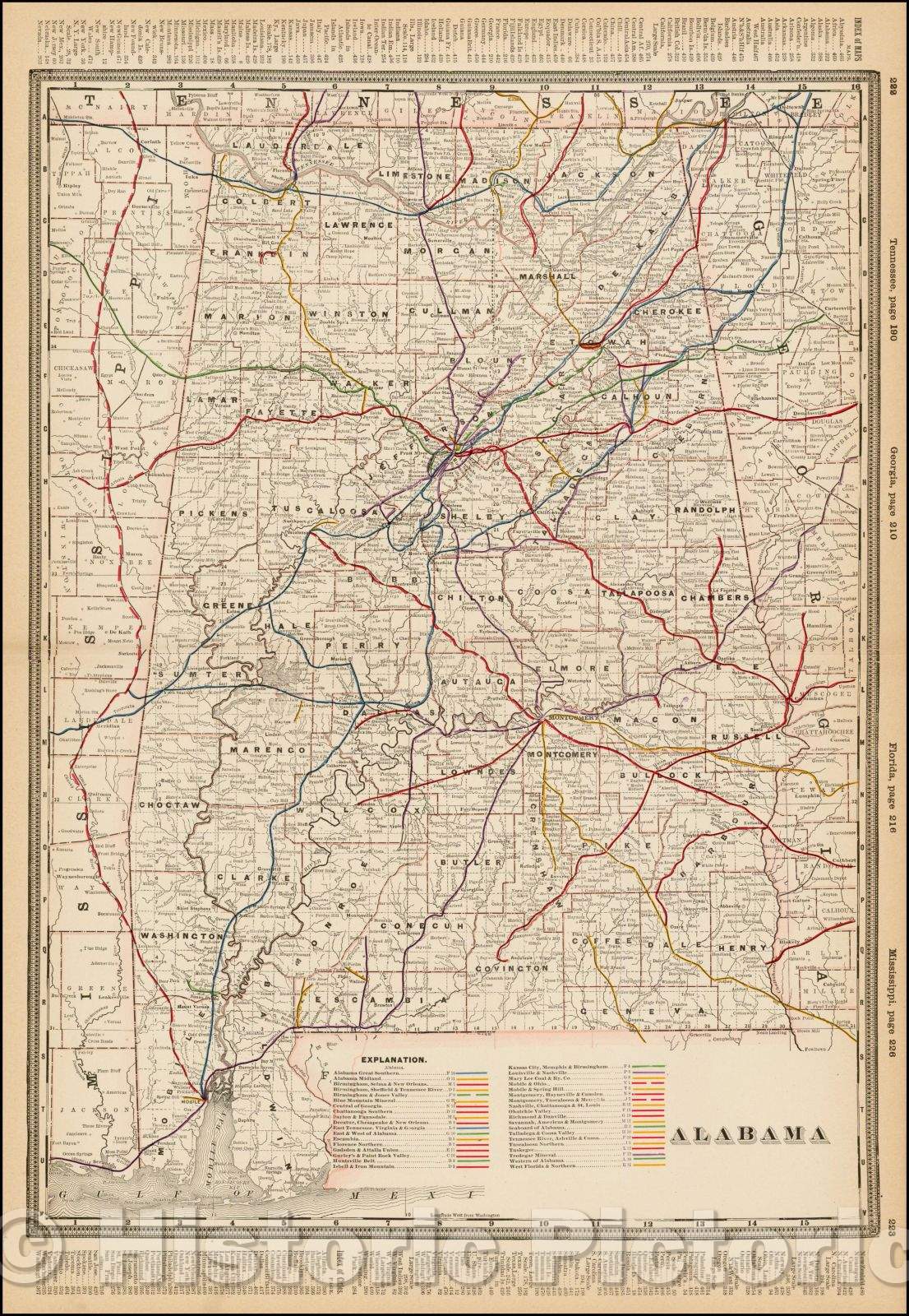 Historic Map - Alabama, 1895, George F. Cram v1
