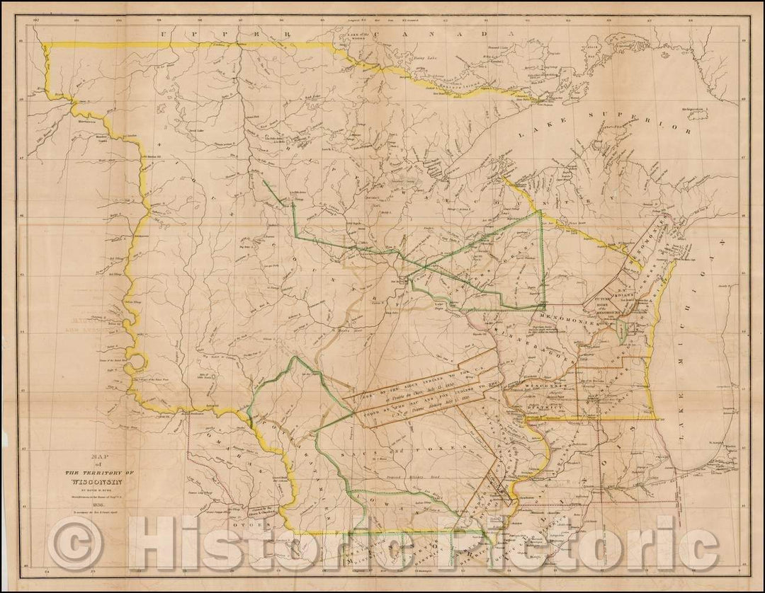 Historic Map - Map of the Territory of Wisconsin. (1st Map Wisconsin ...
