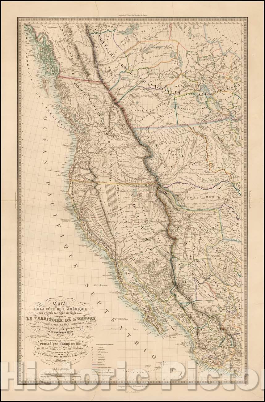 Historic Map - Carte de la Cote De L'Amerique Sur L'Ocean Pacifique Septentrional compretant Le Territoire de L'Oregon, Les Californies, 1844 v2