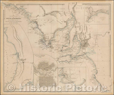 Historic Map - The Maritime Portion of South Australia, from Capt. Flinders & from more recent Sruveys made, 1840, John Arrowsmith - Vintage Wall Art