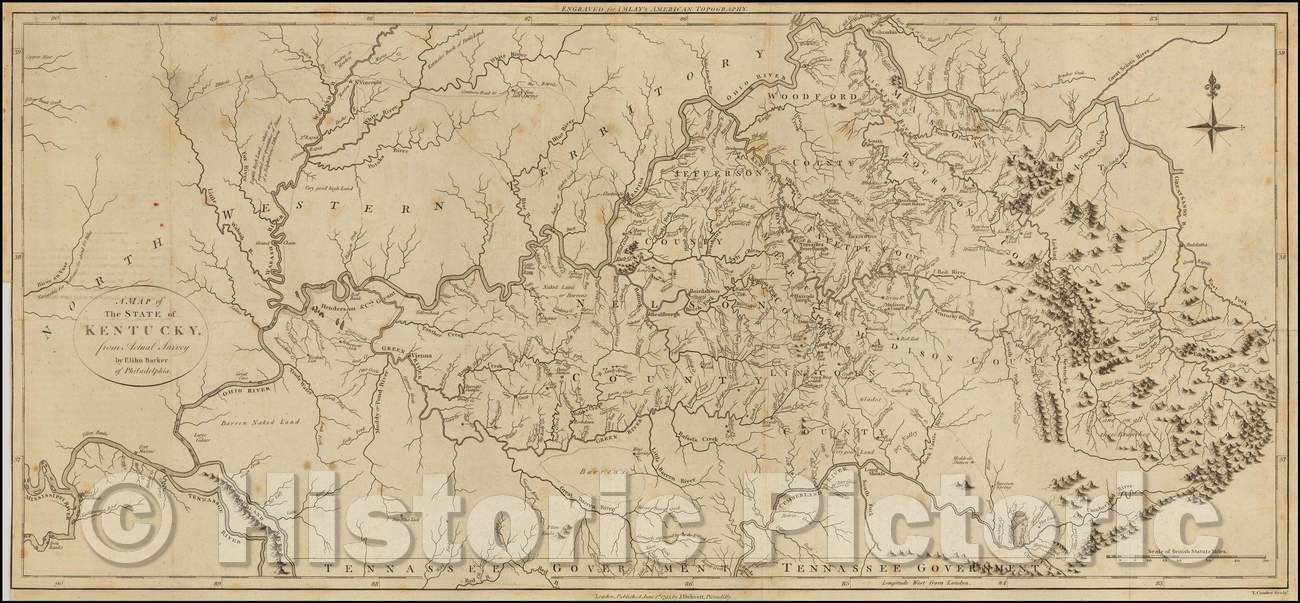 Historic Map - State of Kentucky, from Actual Survey, 1795, Thomas Condor - Vintage Wall Art