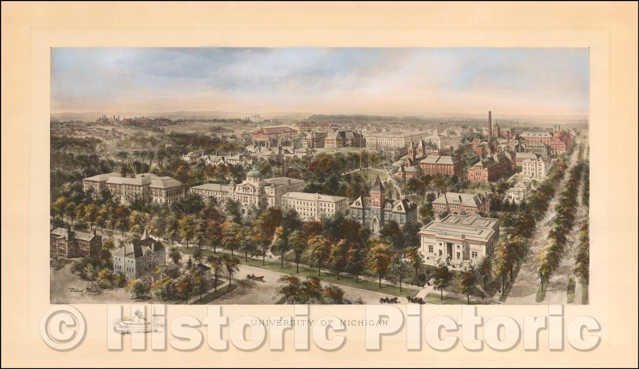Historic Map - University of Michigan, 1907, Richard Rummell v2
