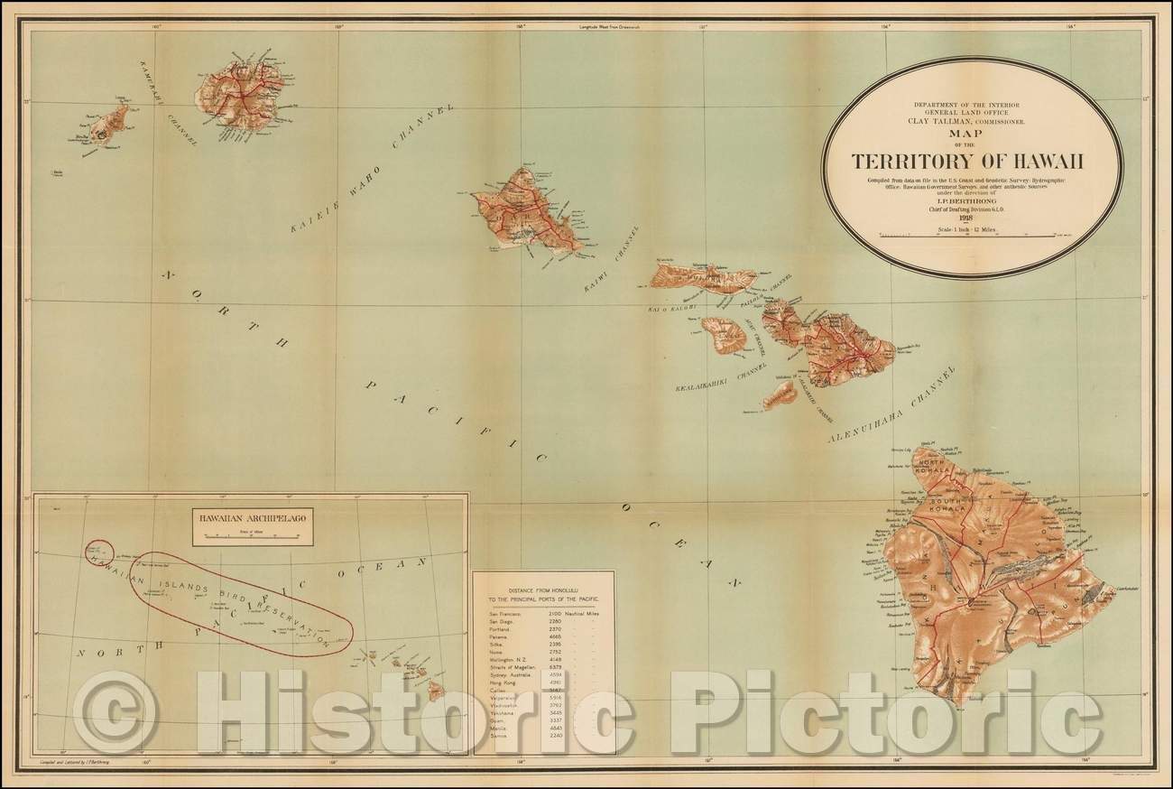 Historic Map - Map Of The Territory of Hawaii, 1918, U.S. General Land Office v1