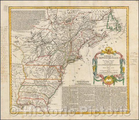 Historic Map - America Septentrionalis a Domino d'Anville in Galliis edita nunc in Anglia Coloniis in Interiorem Virginiam nec non Ohio curu, 1777, Homann Heirs - Vintage Wall Art