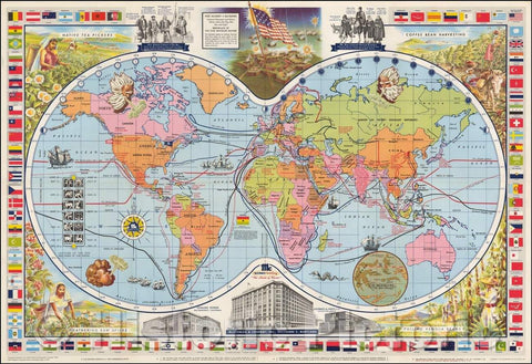 Historic Map - Advertising/Pictorial Map of the World - McCormick & Company, 1957, McCormick & Company - Vintage Wall Art