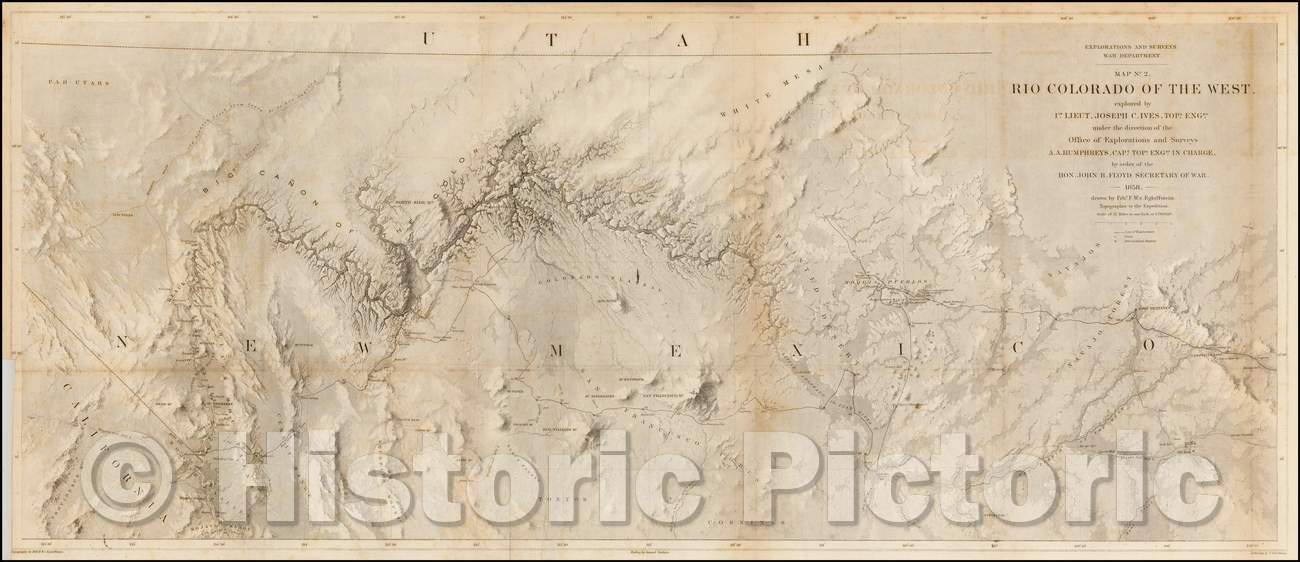 Historic Map - Map No. 2. Rio Colorado of the West explored, 1858, Jos ...