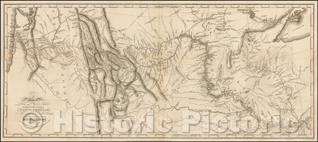 Historic Map - A Map of Lewis and Clark's Track Across the Western Portion of North America, from the Mississippi to the Pacific Ocean, 1814, William Clark v2