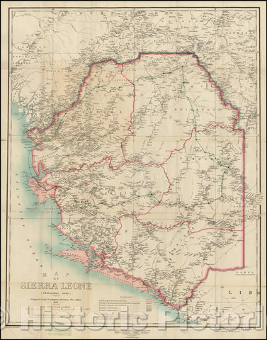 Historic Map - Map of Sierra Leone (Provisional Issue), 1898, British Intelligence Division, War Office - Vintage Wall Art
