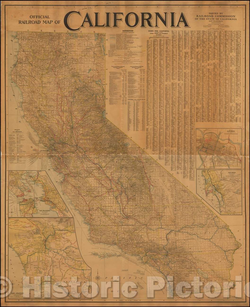 Historic Map - Official Railroad Map of California Issued, 1922, Railroad Commission of the State of California v2