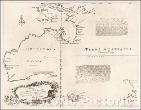 Historic Map - Australia A Complete Map of the Southern Continent Survey'd, 1744, Emanuel Bowen v1