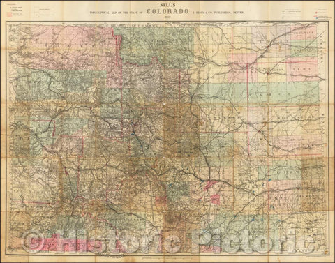 Historic Map - Nell's Topographical & Township Map of the State of Colorado. E. Besly & Co. Publishers, Denver, 1892, Louis Nell - Vintage Wall Art