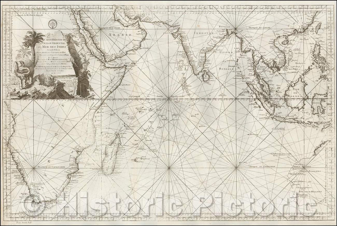 Historic Map - Carte Reduite De L'Ocean Oriental ou Mer Des Indes Seconde Edition Pour Servir aux Vaisseau du Roy, 1767, Jacques Nicolas Bellin v1