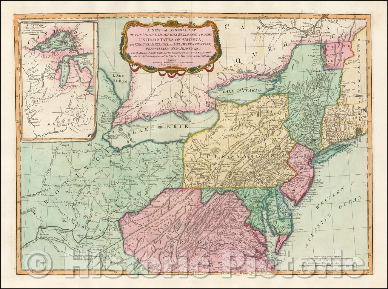 Historic Map - Middle Dominions Belonging to the United States of America, viz. Virginia, Maryland, The Delaware-Counties, Pennsylvania, 1794 v2