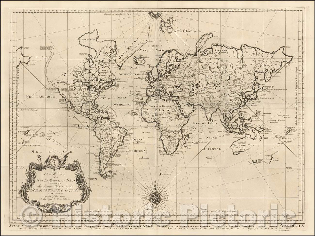 Historic Map - An Essay of a New and Compact Map, Containing the known ...