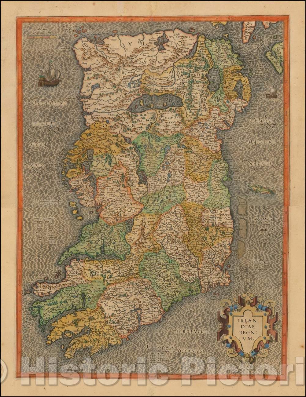 Historic Map - Irlandiae Regnum, 1623, Gerard Mercator - Vintage Wall Art