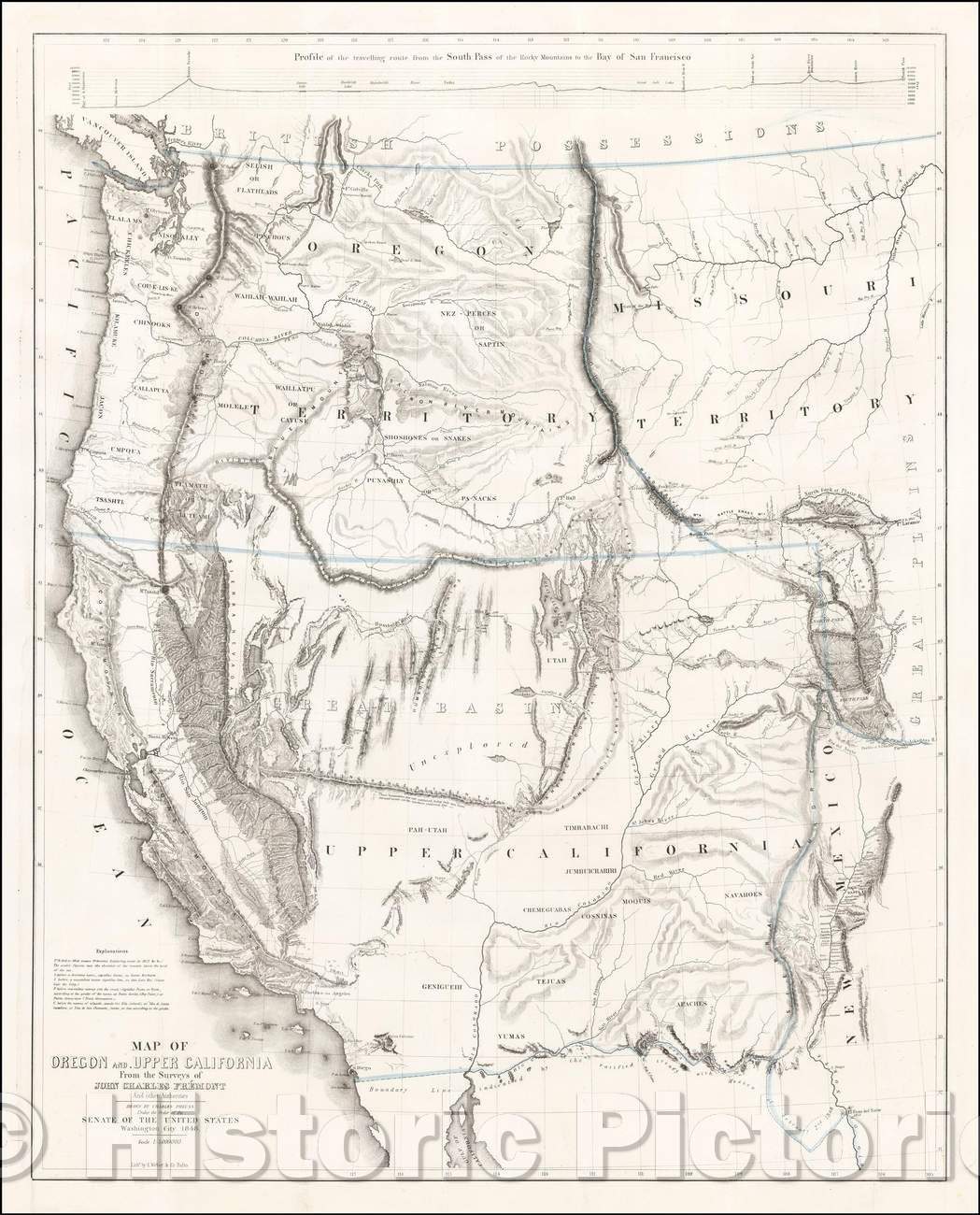 Historic Map - Map of Oregon and Upper California from the surveys of John Charles Fremont and others authorities, 1848, John Charles Fremont v7