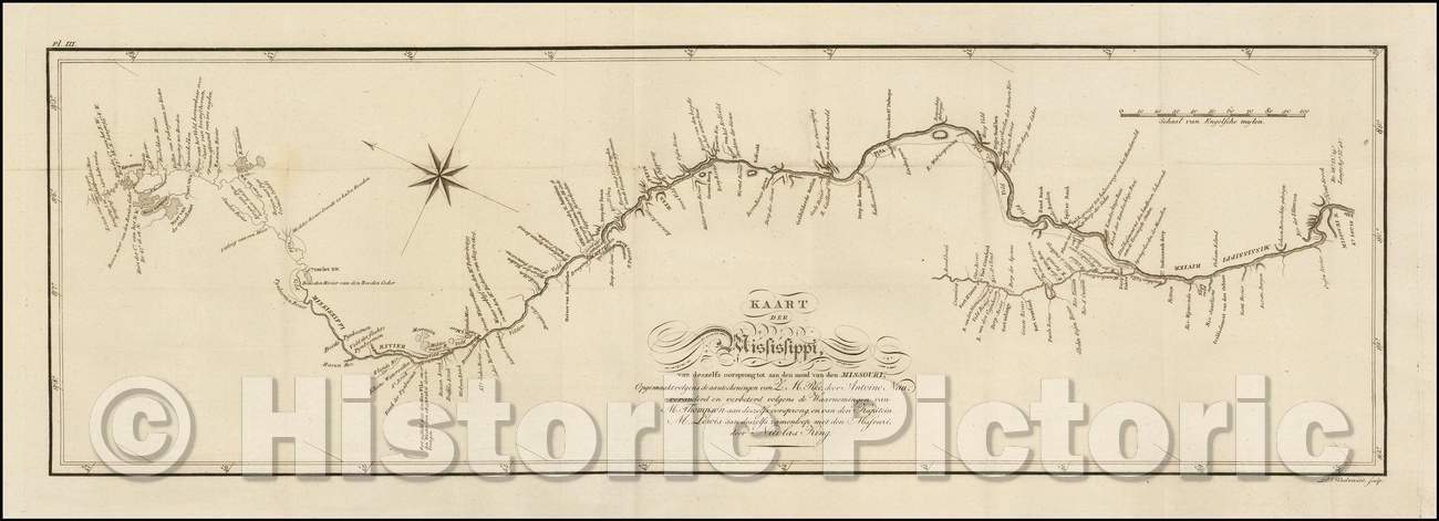 Historic Map - Kaart der Mississippi, van/Nicolas King's seminal Map of the Mississippi River, 1813, Zebulon Montgomery Pike - Vintage Wall Art