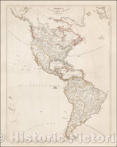 Historic Map - America Gezeichnet vom Professor J. M. F. Schmidt/Map of America, published in Berlin in 1820 by Simon Schropp et. Co, 1820 - Vintage Wall Art