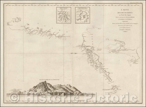Historic Map - Carte Des Decouvertes au Nord du Japon Faites en 1643 / Northern Japan, Jesoga-Sima, Staten Eylandt, Compagnies Landt, 1797 - Vintage Wall Art