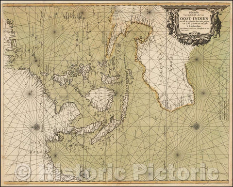 Historic Map - Pascaerte van't Oostelyckste deel van Oost-Indien :: Sea Charts of Australia, China to Africa, Middle East, 1661 - Vintage Wall Art