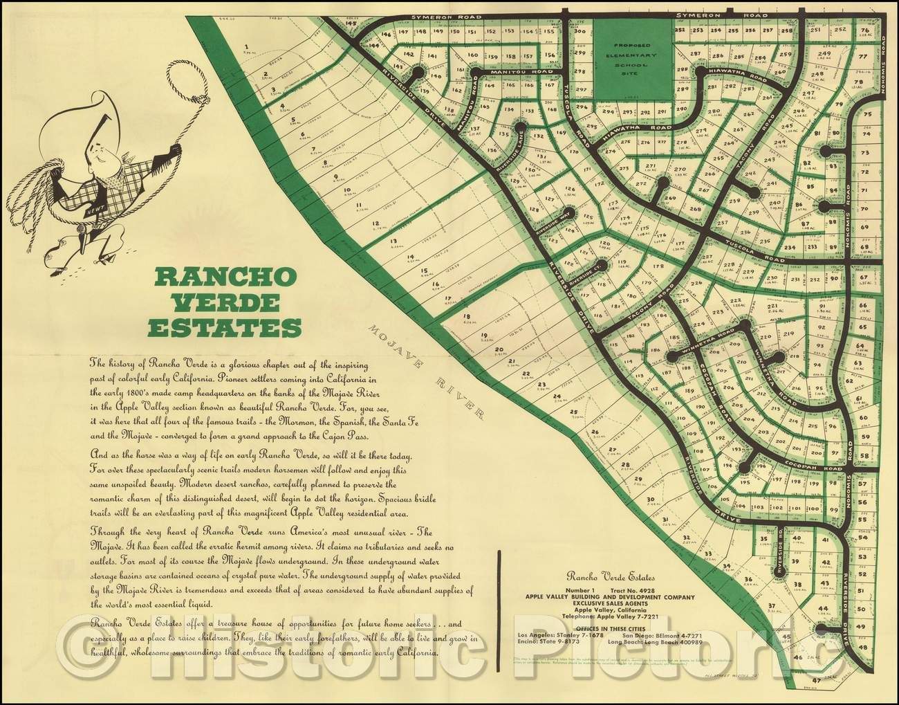 Historic Map - Apple Valley, California, Ranch Verde Estates, 1955, Anonymous - Vintage Wall Art