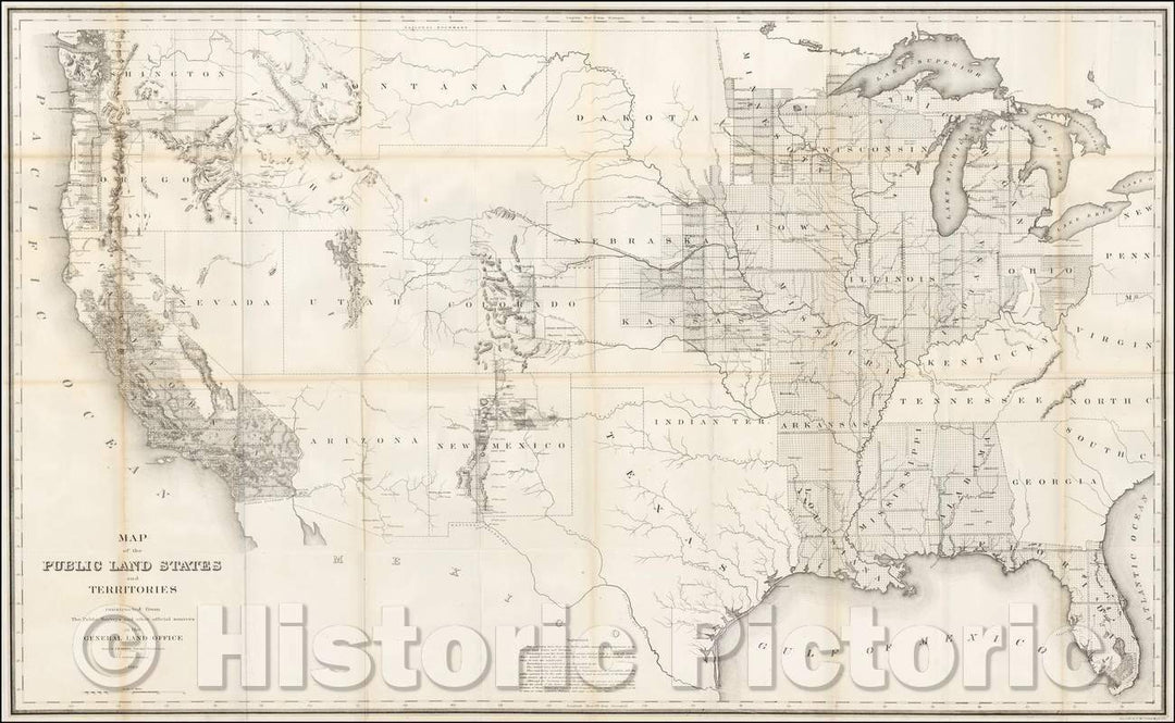 Historic Map - Map of the Public Land States and Territories construct ...