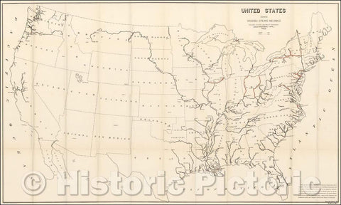 Historic Map - United States Showing Navigable Streams and Canals Exclusive of Alaska and Insular Possessions, 1906, United States GPO - Vintage Wall Art