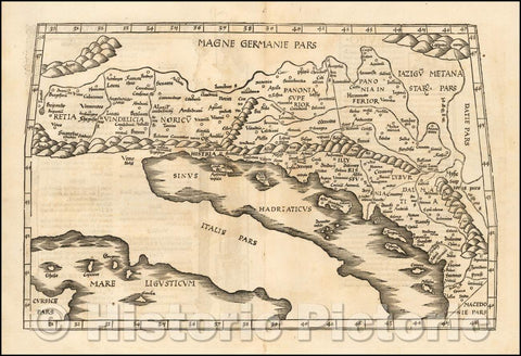 Historic Map - Adriatic & Balkans - Tabula V Europae, 1525, Lorenz Fries - Vintage Wall Art