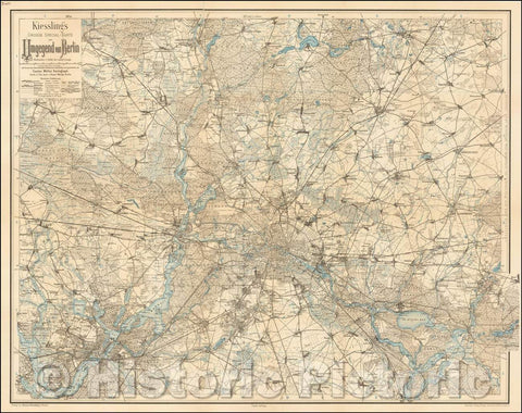 Historic Map - Kiessling's Grosse Special-Karte der Umgegend von Berlin/Map of the area around Berlin, 1900, Alexius Kiessling - Vintage Wall Art