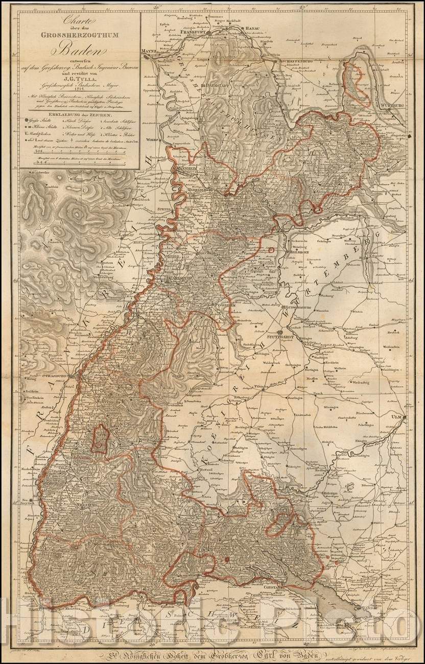 Historic Map - (First Official Map of the Grand Duchy of Baden) Charte uber das Grossherzogthum Baden entworfen auf dem/Map of the Grand Duchy of Baden, 1814 - Vintage Wall Art