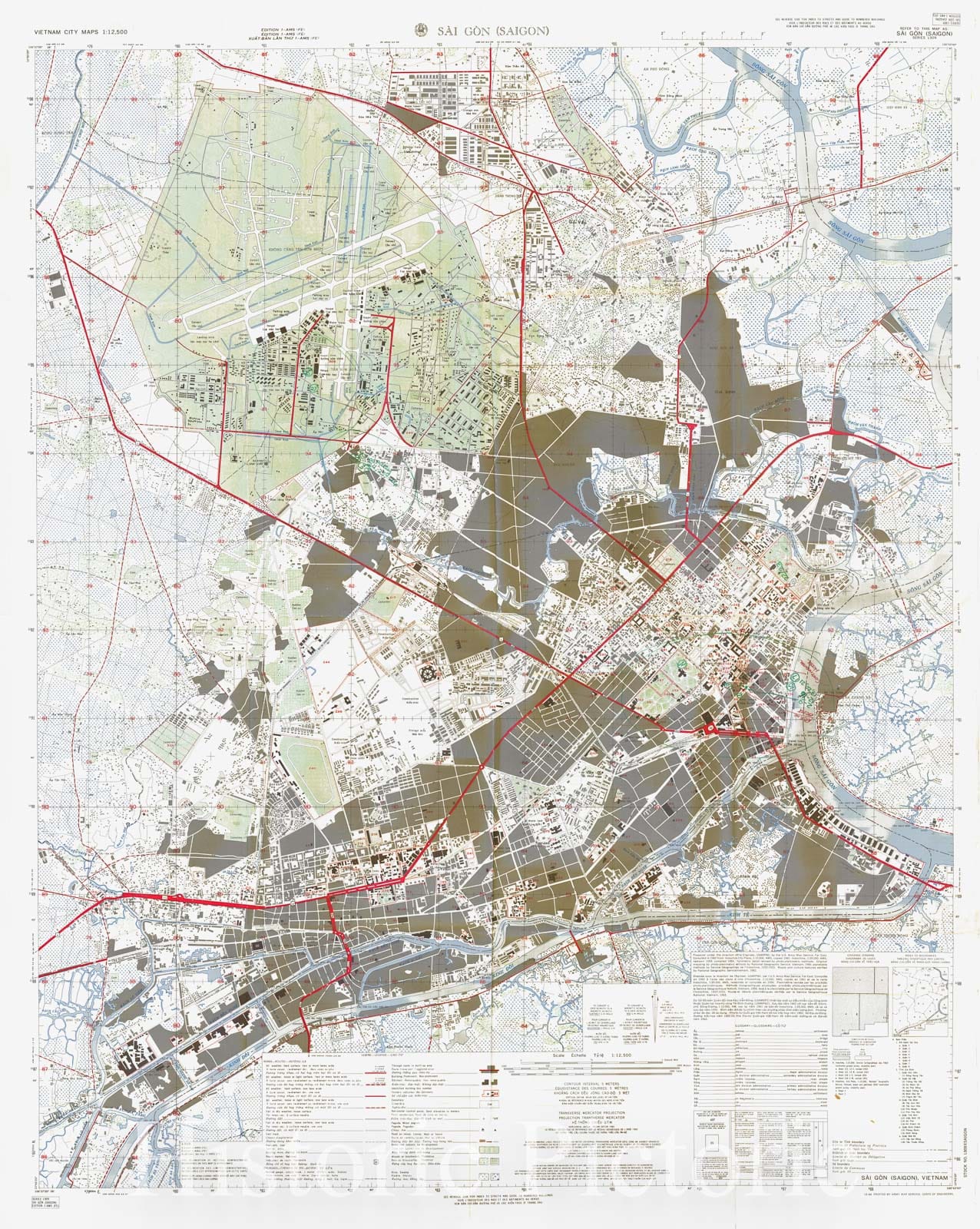 Historic Map - Sai Gon (Saigon) / Map of Saigon (Ho Chi Minh City), issued in December 1964 by the US Army Map Service, 1964, U.S. Army Corps of Engineers - Vintage Wall Art
