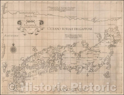 Historic Map - (Japan) Asia carta di ciasete piu moderna/Map of Japan Based Upon The Jesuit Maps of Inacio Moreira and Christopher Blancus, 1646 - Vintage Wall Art