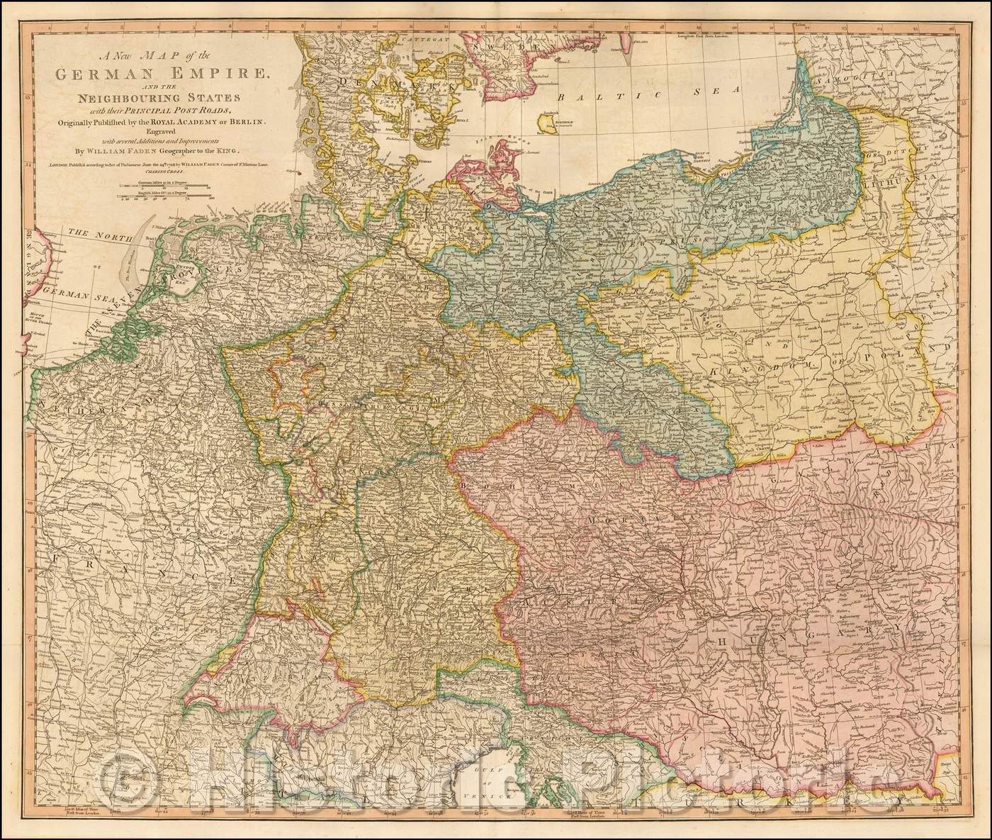 Historic Map - The German Empire, and the Neighbouring States with the ...