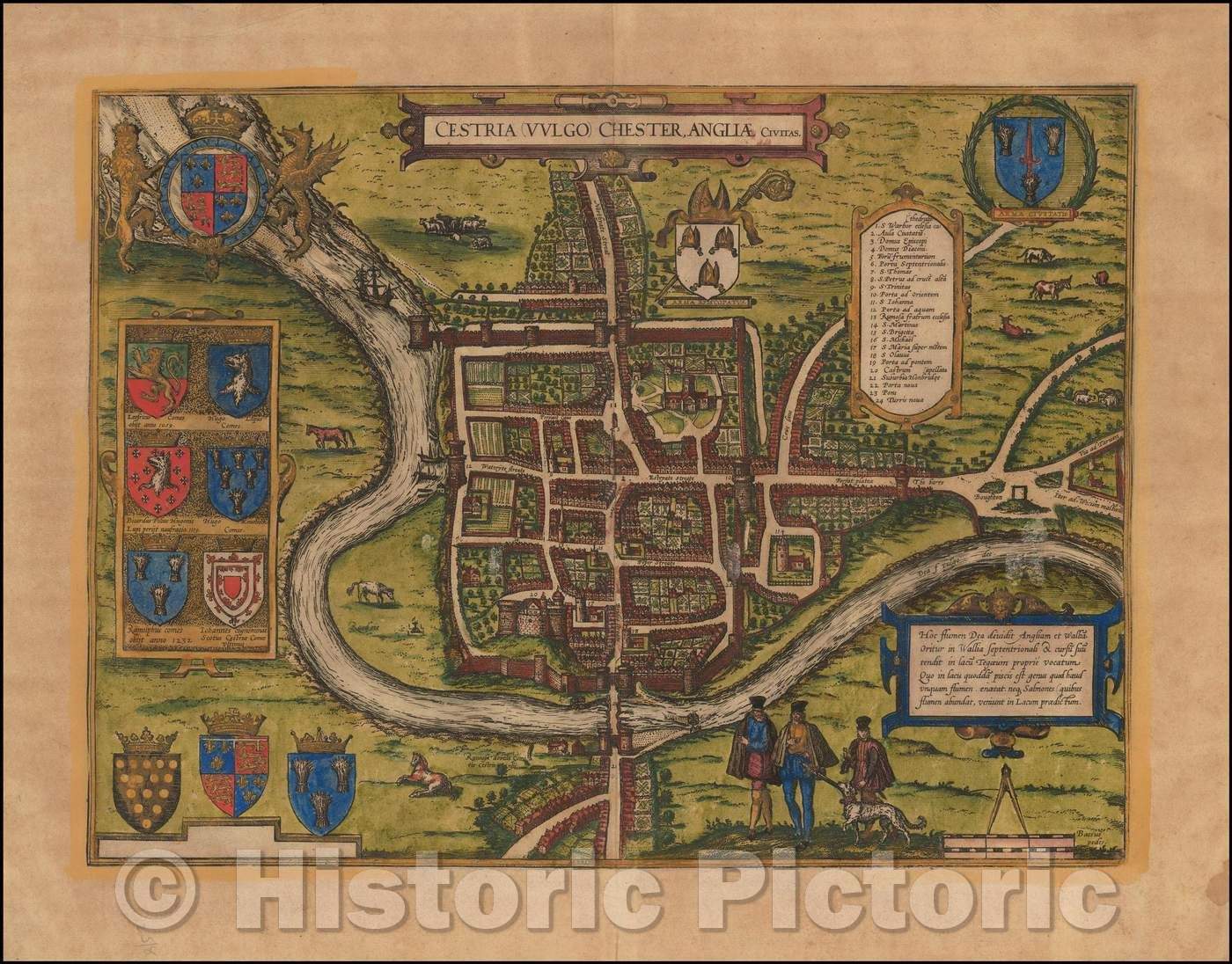 Historic Map - Cestria Vulgo Chester, Angliae Civitas, 1572, Georg Braun v2