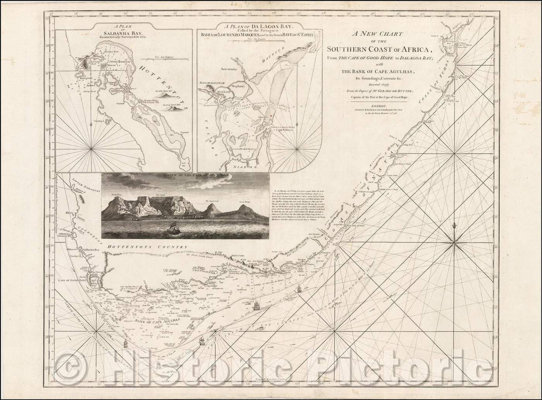 Historic Map - The Southern Coast of Africa, From The Cape of Good Hope To Dalagoa Bay; with the Bank of Cape Agulhas, Its Soundings, Currents, 1781 - Vintage Wall Art