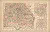 Historic Map - County Map of the States of Georgia and Alabama, 1872, Asher - Vintage Wall Art