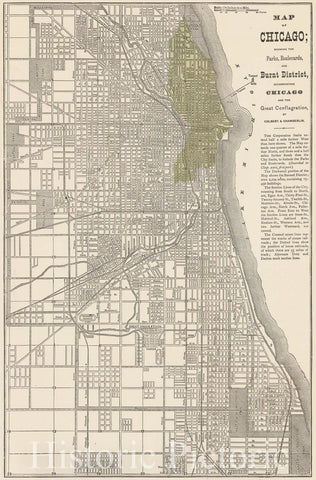 Historic Map of Chicago, Illinois(IL),1872, showing Parks, Boulevards, Colbert & Chamberlin - Vintage Wall Art