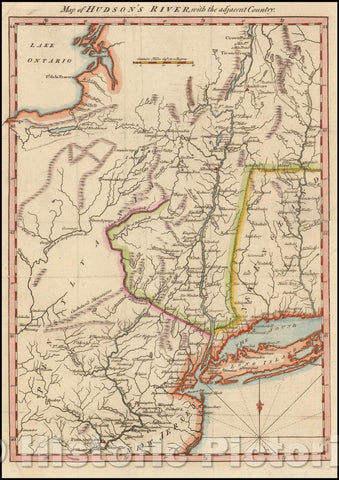 Historic Map - Map of Hudson's River, with the adjacent Country, 1778, Gentleman's Magazine v1
