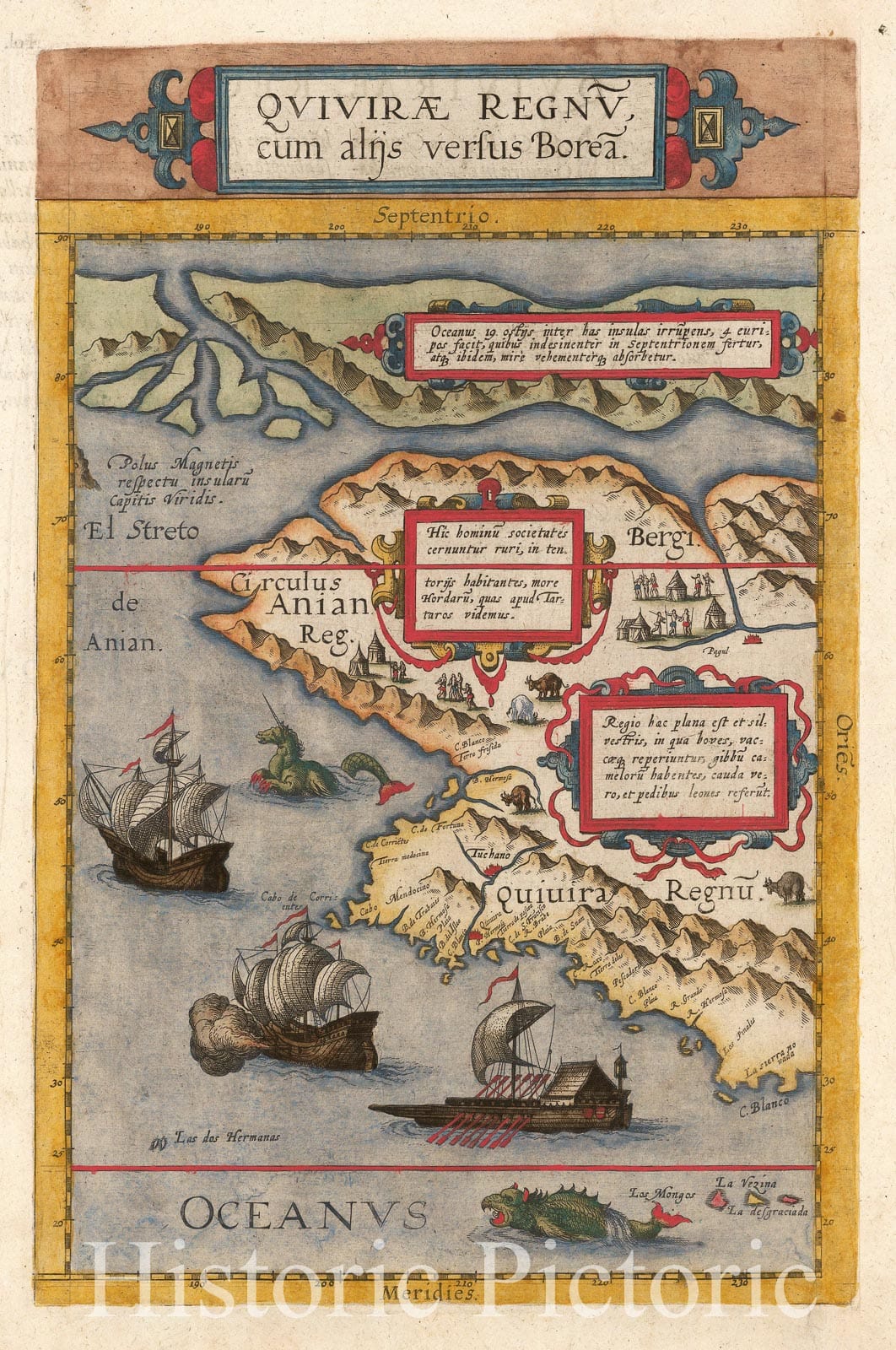 Historic Map - Quivirae Regnu cum alijs versus Borea, 1593, Cornelis de Jode v2