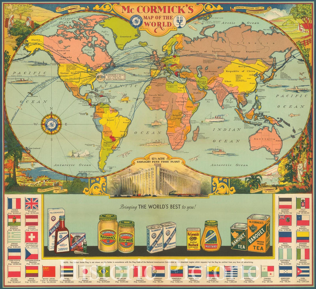 Historic Map - McCormick's Map of the World, 1931, McCormick & Company - Vintage Wall Art