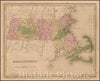 Historic Map - Massachusetts, 1846, Thomas Gamaliel Bradford - Vintage Wall Art