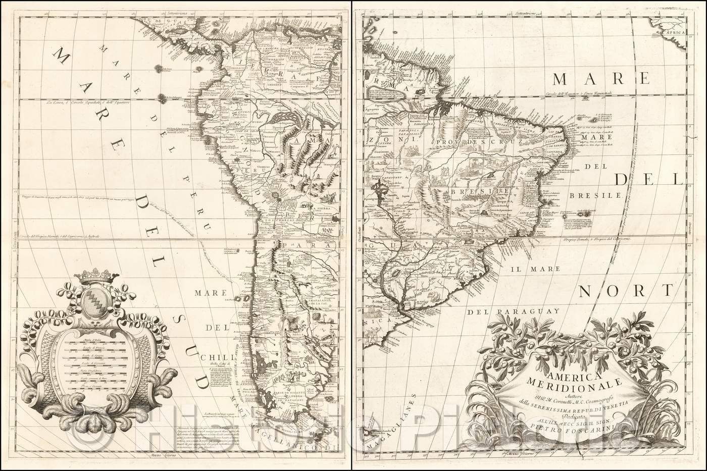 Historic Map - America Meridionale, 1690, Vincenzo Maria Coronelli v2