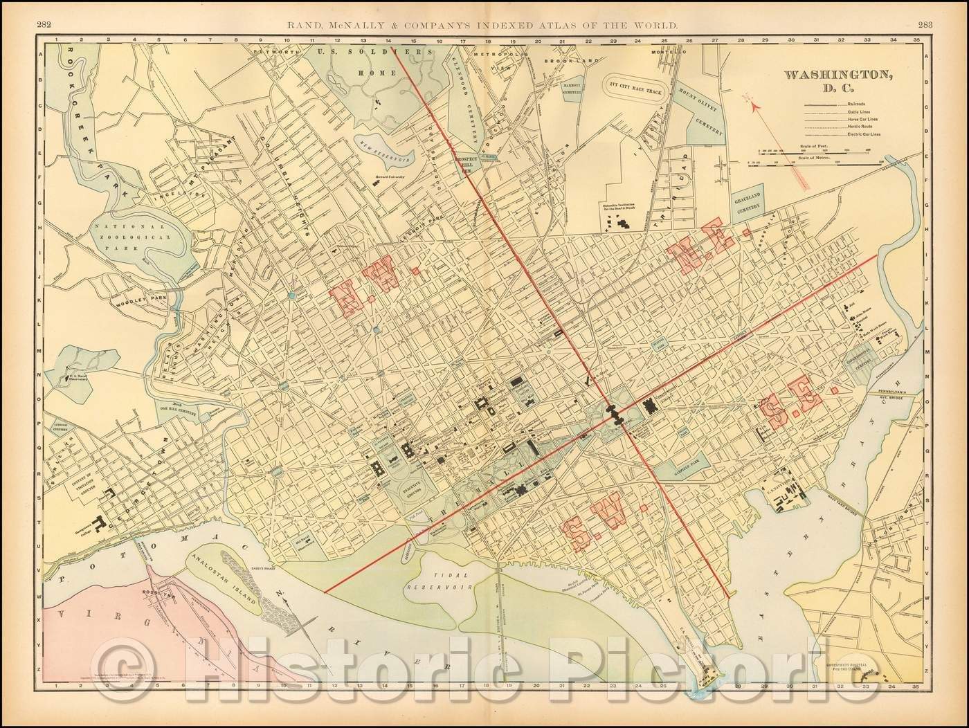 Historic Map - Washington D.C, 1899, Rand McNally & Company v2