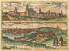Historic Map - Palatium Imperatorum Pragae Quod Ratzin Appe/Example of pair of Views of Prague, Part 5 of Braun and Hogenberg's Civitas Orbis Terrarum, 1596 - Vintage Wall Art