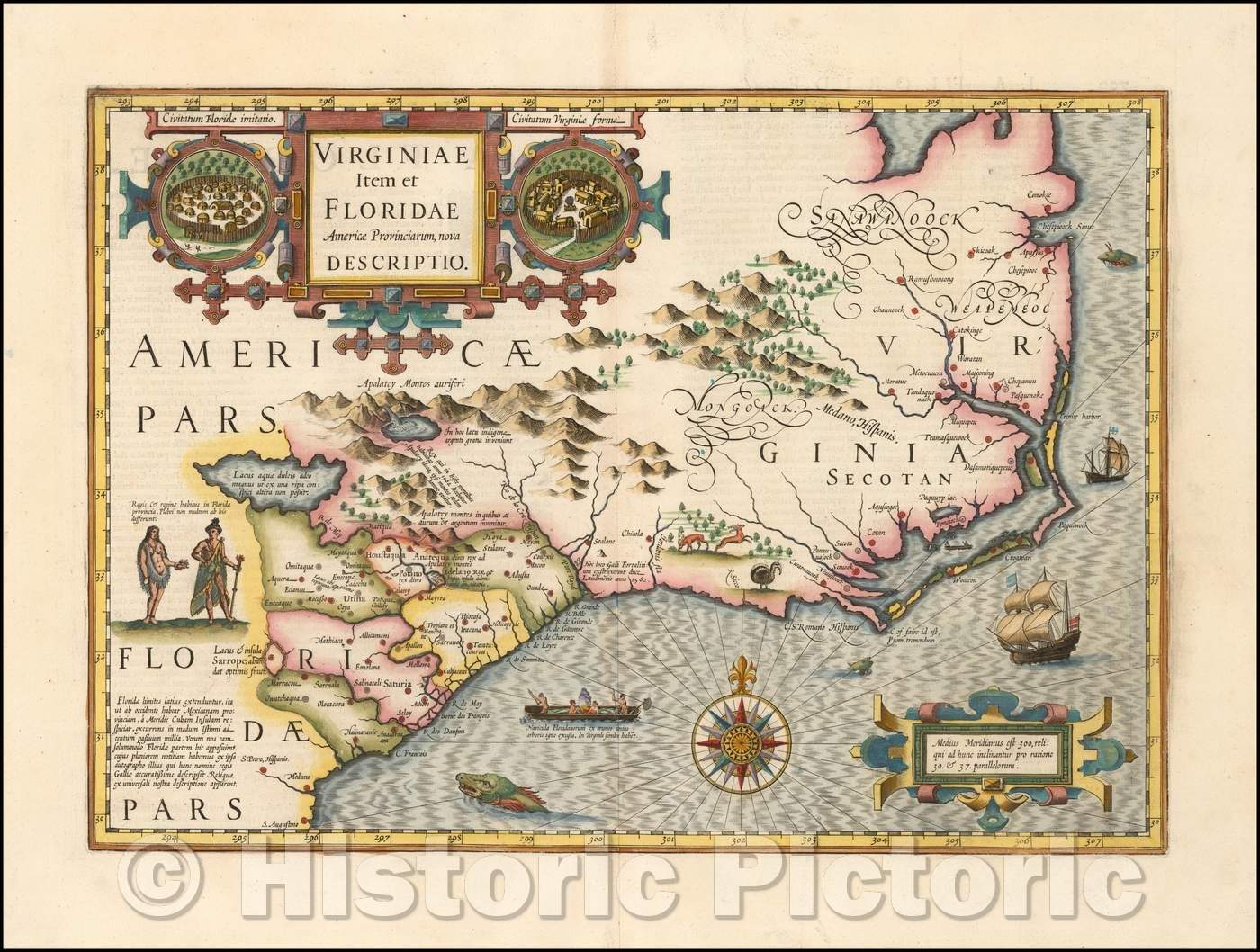 Historic Map - Virginiae Item et Floridae Americae Provinciarum, 1610, Jodocus Hondius v2