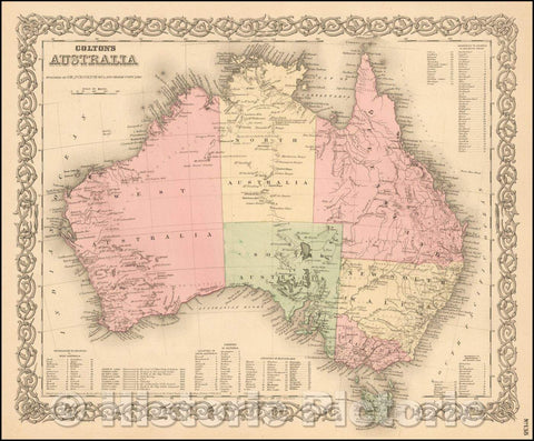 Historic Map - Colton's Australia, 1872, G.W. & C.B. Colton - Vintage Wall Art